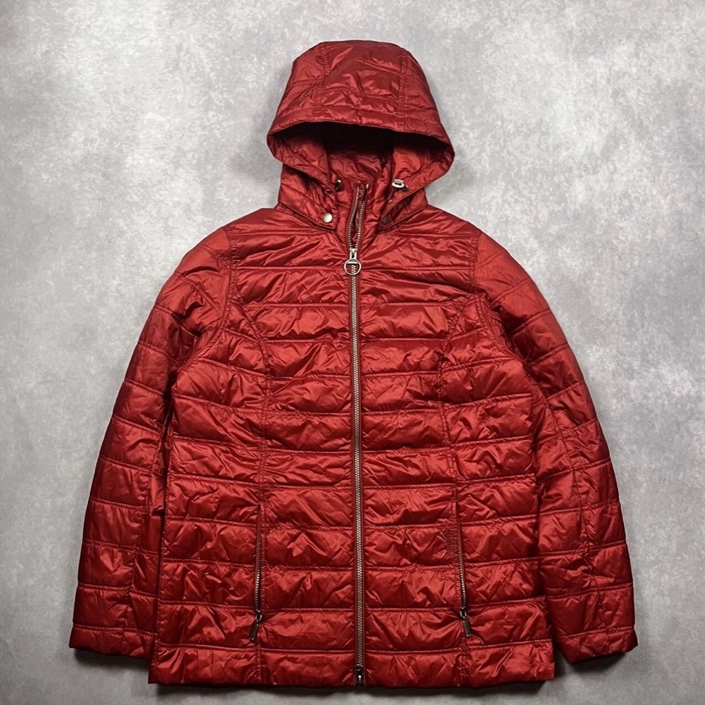 Barbour Jacket 12 Womens Murrelet Quilted Full Zip Puffer In Red￼